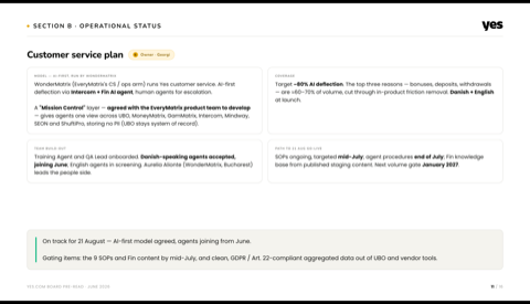 Customer service plan